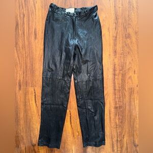 Vintage Doncaster Black Leather Pants Women’s 8P Straight Leg High Rise 27x29